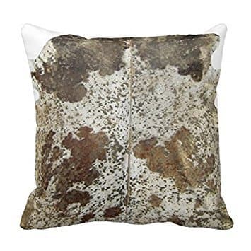 Faux Freckled Brown Cowhide Leather Look Pillow Case 18" * 18"