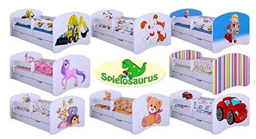 Child Smiling Car with Drawers and Mattress Available in a Range of Colours