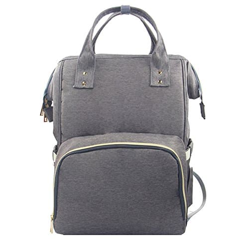 Kangming Baby Nappy Changing Backpack Waterproof Travel Mummy Tote Bag Organizer with Insulated Pockets (Grey)