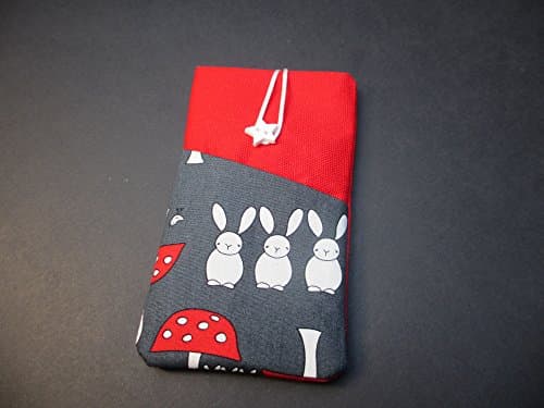 Red phone sleeve for iPhone / ipod / Sony / Nokia with rabbits pocket