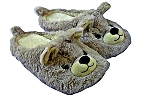 Camille Roux Women's Animal Slippers - Warm, Soft and Fluffy Slippers for Girls and Ladies with Cute Teddy Bear Design (Grey) | Anti Slip Sole | Size 3-7