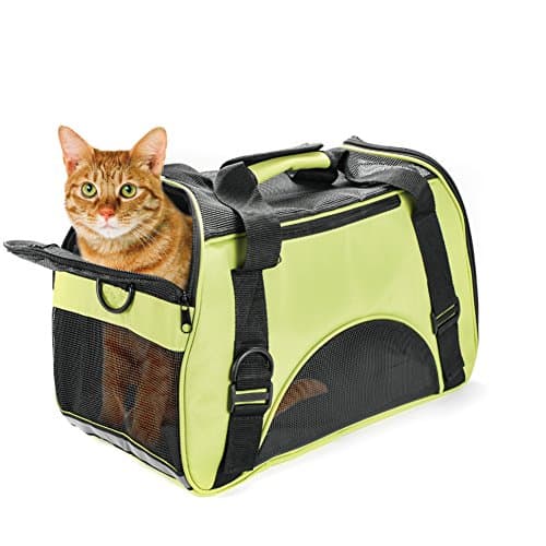 Pet Carrier Airline Approved for Cat Dog Soft-Side Travel Bag for Small Animal (Medium: 17"L x 8"W x 12"H, Green)