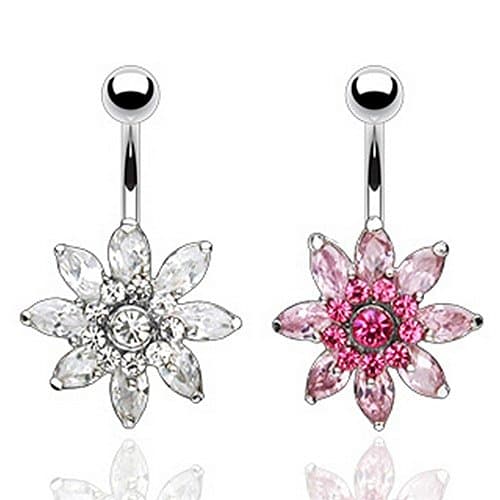 Set of 2 Navel Piercing Crystal Etoile Flower Andalouse