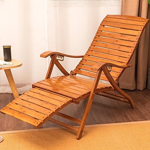 Loungers DUO Bamboo rocking Chair Adjustable Reclining Chair Pool Patio Outdoor Lounge Chairs w/Cushion 6 level adjustable