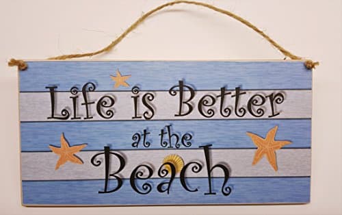 HmHomeWooden Seaside Plaque Life is better at the beach bathroom wall hanging accessories