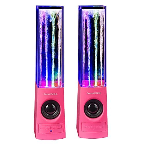Led Speakers SoundSOUL Bluetooth Water Speakers Fountain Speakers Mini amplifier USB Dancing Speakers 4 Colored LED Lights Gift for PC/Mac/MP3 Players/Mobile Phones/Tablets-Pink
