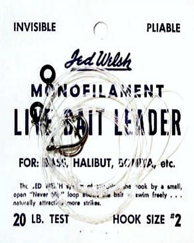 Jed Welsh Fishing Mono Live Bait Leader Hook, 1