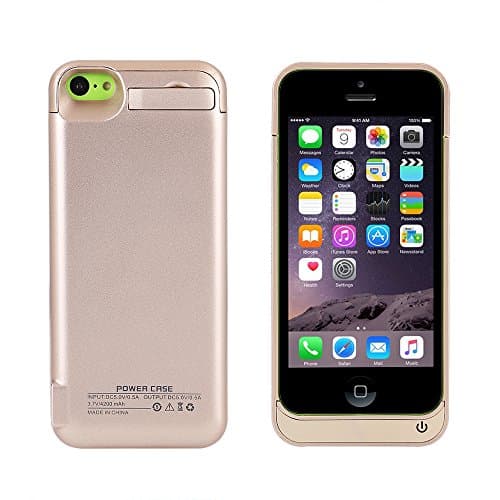 iPhone 5 5C SE 5S Battery Charger Case, Lenuo 4200mAh External Rechargeable Charging Power Pack Extended Backup Case Cover for iPhone 5/5C/5S/SE (Gold)