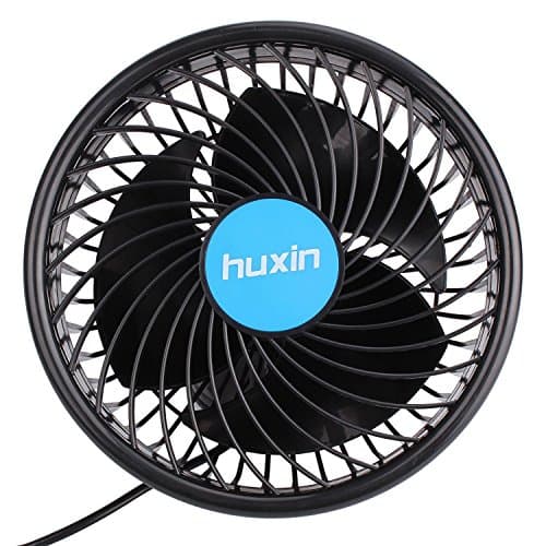 LIANGUK 12V DC Electric Car Fan - Rotatable Quiet Strong Dashboard Cooling Fan for Sedan SUV RV Boat Auto Vehicles - Effectively Blow Out Hot Air, Smoke, Odors (Single Head)
