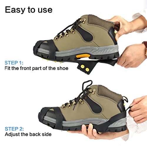 VICWARM Ice Cleats Traction Anti Slip Over shoes/Boot 10 Studs Snow Ice Grips Crampons Cleats Spikes