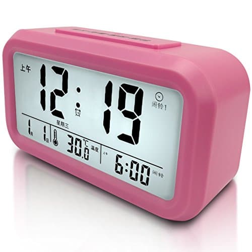 Fashion creative electronic alarm clock/ luminous mute bedside clock/ stylish minimalist clock-Pink