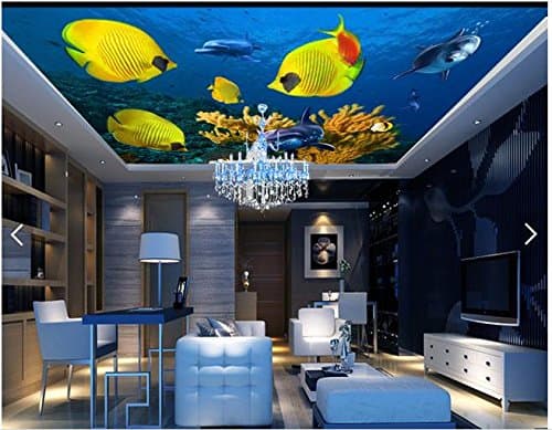 Chlwx 3D Photo Wallpaper Custom 3D Ceiling Wallpaper Murals Undersea Fantasy 3D Frescoes On Ceiling Wall 3D Living Room Wallpaper 350Cmx240Cm