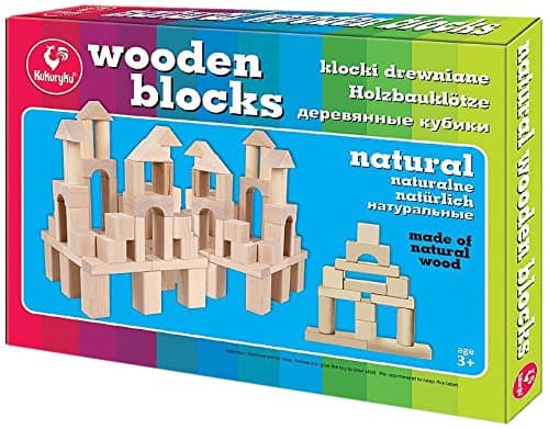 Kukuryku Kukuryku0512 37 Pieces Wooden Blocks, Natural, Multi-Color
