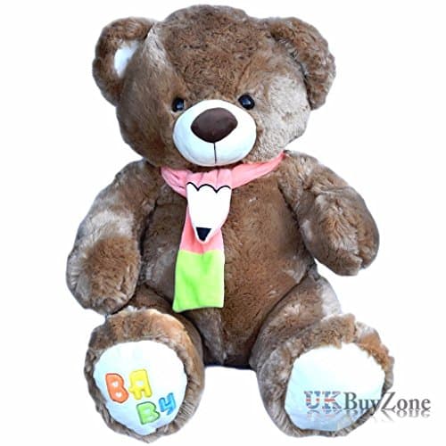 Super Soft Giant Teddy Bear Plush with Scarf Cuddly Toy Baby Girl Boy Xmas Gift (Cream)