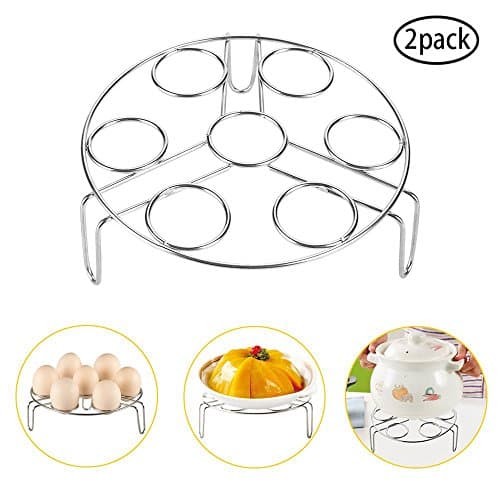 Pingxia 2pcs Egg Steamer Rack 304 Stainless Steel Steaming Rack Stand for Pressure Cooker Kitchen Cooking Ware Food Steam Rack Stand Set（8cm,5.5cm)