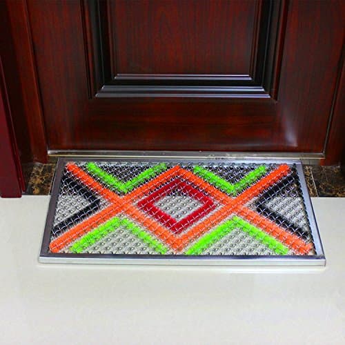 Door mat bold wire foot pad mats anti-slip door mat wire foot pad on the Web Screen Nai mesh spring carpet, about 45cm*90cm, box large diamond (brush color arrange random)