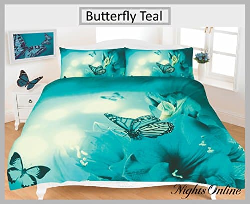 3D Animal Printed Duvet Cover &amp; Pillow Case Sets, Quality Bedding All Sizes Available (Super King, Butterfly Teal)