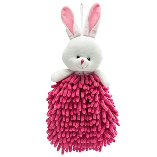 Meipro Cartoon DIY Car Hunging Hand Towel,Microfiber Duster Cloth with Hang Rope,Decorate Cartoon Animal,Multipurpose for Car and Home (Red Rabbit)