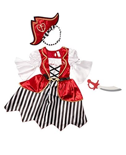 Caribbean Pirate Girl fancy dress 5-6yrs Book Week Buccaneer Costume with Pirate Hat and Soft Foam Sword. Made for the TU Collection