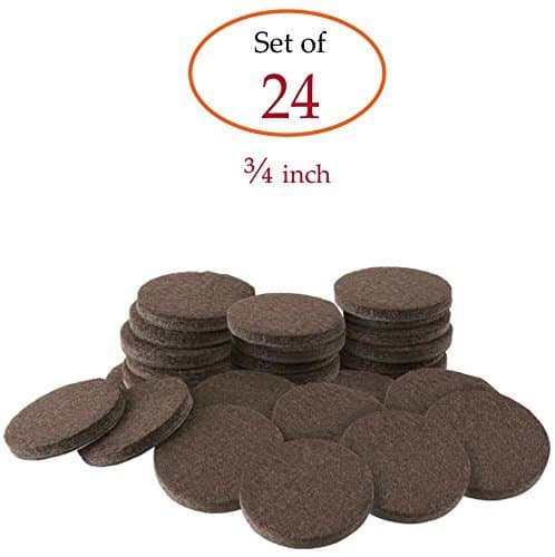 Self-Stick Brown Round Felt Pads 24-Piece Value Pack for Furniture Legs Protect Tile Linoleum Vinyl Wood Floors – ¾ inch, (thickness: 5mm)