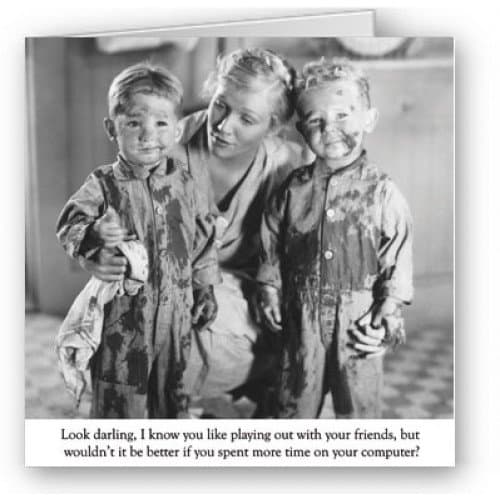 Humorous Greeting Card (RM0868) - Blank/Birthday - More Time on Your Computer - Playing with Friends