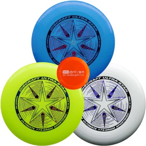 Discraft Ultimate Disc Bundle - Set of 3 175g Ultra Stars (White - Yellow - Blue Sparkle)