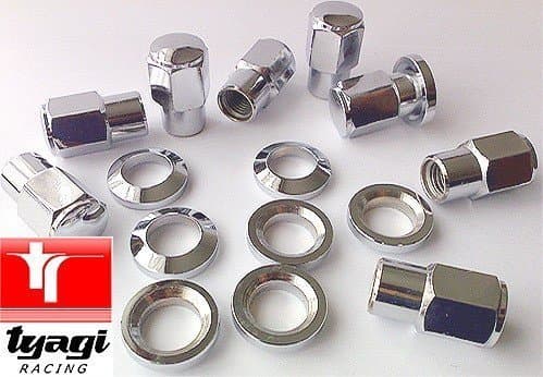 Tyagi Racing 12 x 1.5 Car Wheel Nuts Long Sleeve Chrome Plated