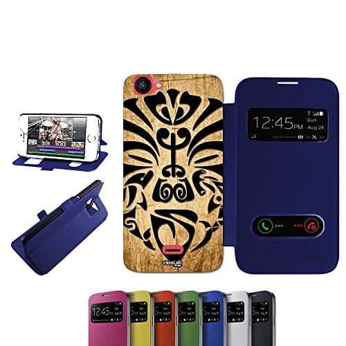 CASELABDESIGNS S VIEW BOOK CASE COVER BLUE EFFETTO LEGNO TRIBU' BLACK FOR WIKO RAINBOW JAM BLU - BODY S VIEW BOOK BLUE MATERIAL PROTECTIVE SHOCK