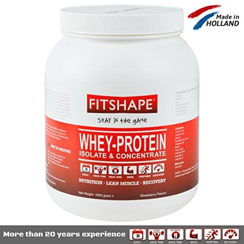Whey Protein Powder Isolate - For Gaining Muscle, Fast Recovery, Weight Loss, Bodybuilding – Low Calorie &amp; Sugar Free, Suitable For Women And Men, Vanilla, Strawberry, Banana, Chocolate - FITSHAPE 1KG