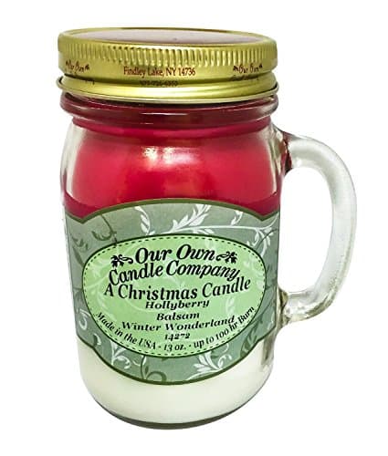 Our Own Candle Company Christmas Triple Scented Candle 13 Oz Glass Mason Jar (Approx. 100hr Burn Time)