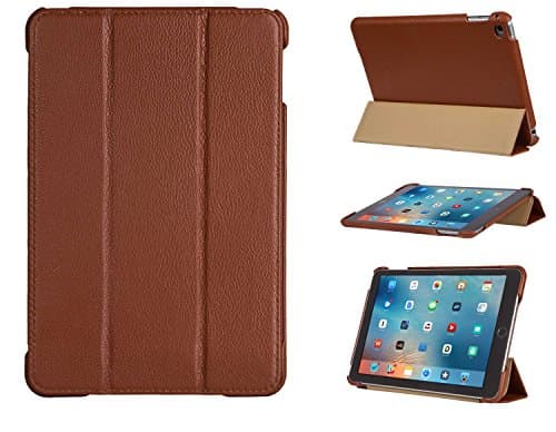 iPad Mini 4 Case, FUTLEX Genuine Leather Smart Cover - Brown - Full Grain Premium Cowhide Leather - Classy Folio Design - Multiple Stand Position - Auto Wake / Sleep Function - Handcrafted - Maximum Protection
