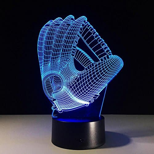 IAGM 3D LED Illusion Night Light Baseball Glove Touch 7 Color Change USB Acrylic Board Visual Atmosphere Desk Lamp Creative Gift