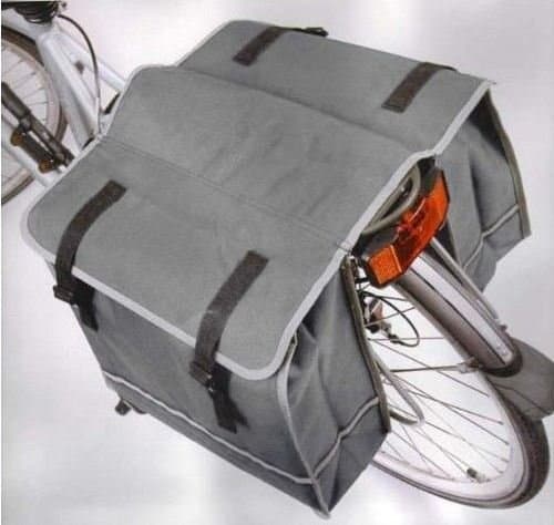 Grey Heavy Duty Four Straps Waterproof Double Pockets Bicycle Pannier Bag \ Cycling Bike Bicycle Cycle Mountain Road Men Women Gadget Stuff Birthday Gift Bag Backpack Gear Items Present Small Large Outdoor Sport Travel Riding Cyclist Shop Store Professional Portable Compact Adult Parts Goods Sporting Kids Boy Girl Special Stand Holder Pouch Trek