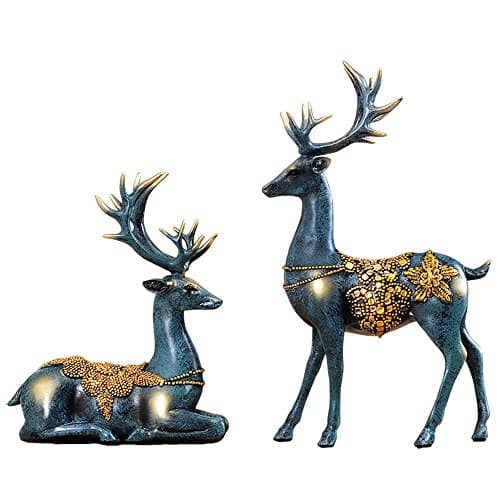 YONG SHOP- European Retro Family Lucky Resin Soft Loaded Couple Animal Adornment Living Room The Study Crafts,A pair of Ornaments ( Color : Bronze , Size : S )