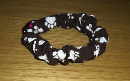 BROWN Paw Print Dog Scrunchie slip over collar bandana (L)
