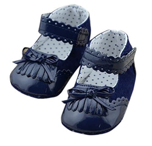 Lyshi Baby Girl Toddler Soft Sole Splice Leather First Walking Shoes 12-18M Navy Blue