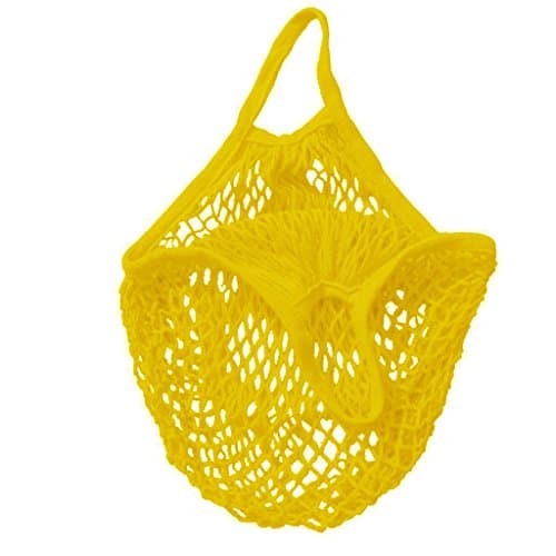 Cotton Reusable Net Shopping Bag String Organizer for Grocery Shopping &amp; Beach, Storage, Fruit, Vegetable and Toys -Lightweight &amp; Sturdy Mesh Produce Bag (Yellow, Tote 40*35*13)
