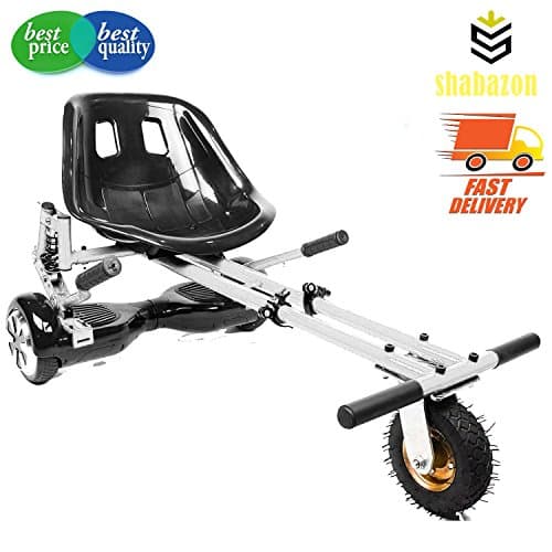shabazon HoverKart - Adjustable Kart For Hoverboard - Fits 6.5", 8" &amp; 10" inch Two Wheel Self Balancing Hoverboard (white)