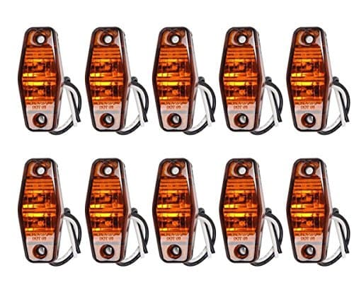 10x 24V 2 LEDs side outline amber orange marker lights truck tipper caravan trailer camper bus with chrome bezel