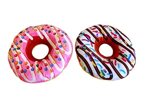 Huggables 2 x Mini Donut Cushions - Size 20cm / 8Inch - 2 assorted styles, receive both. Ideal Gift Or Large Party Bag Filler / Pinata Prize