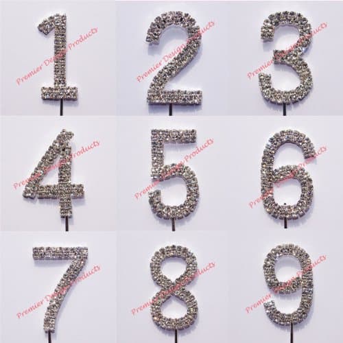 Number Cake Topper Diamante Rhinestone Anniversary Birthday Toppers Decoration Number 3