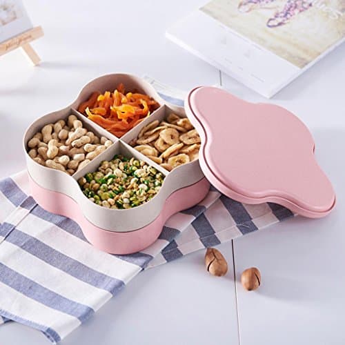 Fruit Tray Creative Clover Double Layer Plastic Lattice Dry Fruit Box Lazy Snack Storage Box