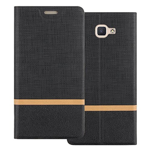 Samsung J5 Prime Case, Shanphone Color block Premium quality PU leather Flip cover with ID / Card Slot for Samsung Galaxy J5 Prime, Black