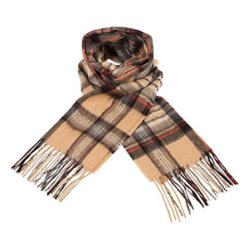 Edinburgh 100% Lambswool Scottish Tartan Multicolour Scarf Camel Thompson Double Scale (One Size)