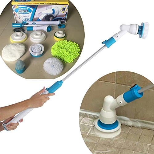 XGLL Spin Scrubber,Cordless Power Scrubber Cleaning Brush With 8 Brush Head And Extendable Handle For Household Bath Tile Cleaner For BBQ Grill, Bathroom,Kitchen And Outdoor