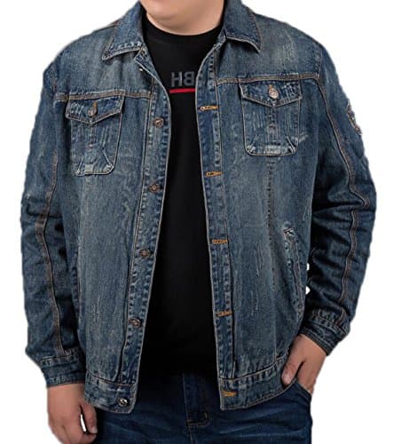 ZGJQ Men's Jacket Denim Jacket Fat Plus Fat Coat Retro Shirt Loose Casual Denim Jacket