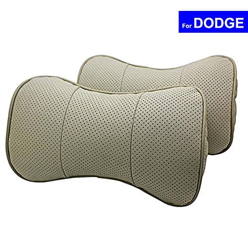 AutoSunShine Genuine Leather Bone-shape Car Seat Neck Rest Headrest Comfortable Pillow Cushion (Beige)