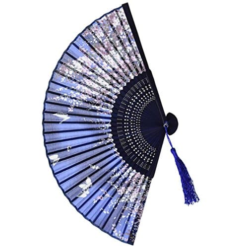 Elecenty Folding Dance Fan Removable Party Lace Hand Held Flower Fan (Colorful)