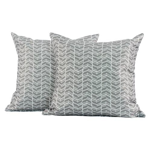 LJ Home Fashions Geometric Square Cushions (Set of 2), 45x45cm, Charcoal Grey/White
