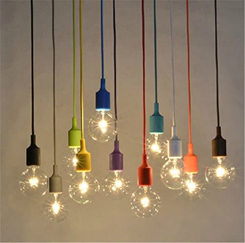 Multi-Colored Single Head Chandeliers Wireless Accessories E27 Lamp Caps Silicone Dragon Ball Making Edison Bulb ,Red Suspension Wire Braid
